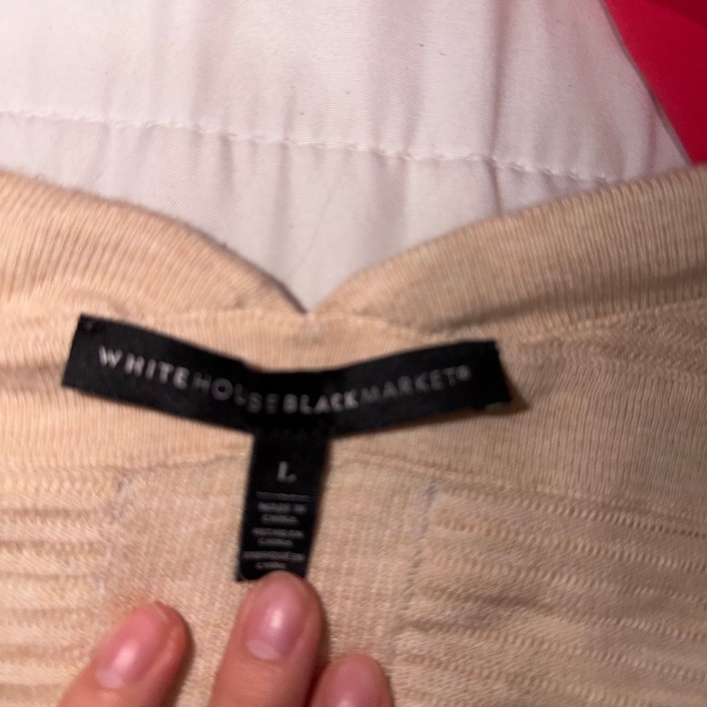 WHBM Open-Front Ribbed Cardigan - Cream - Picture 3 of 3